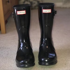 Hunter mid calf black rain boots size 8